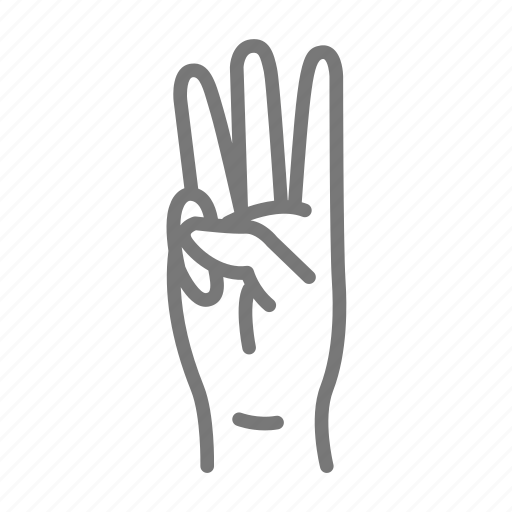 Asl, w, letter w, hand, sign language icon - Download on Iconfinder