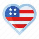 america, badge, country, flag, heart, nation, usa