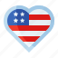 america, badge, country, flag, heart, nation, usa 