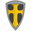 cross, religion, roman, shield, weapon 