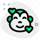 monkey, smiling, with, hearts, emoticons, animal