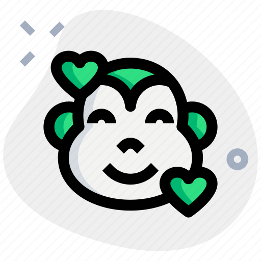 Monkey, smiling, with, hearts, emoticons, animal icon - Download on Iconfinder