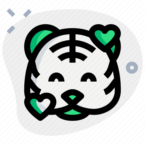 Tiger, smiling, with, hearts, emoticons, animal icon - Download on Iconfinder