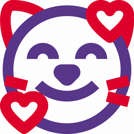Cat, smiling, with, hearts, emoticons, animal icon - Download on Iconfinder