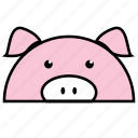 animal, binatang, ikon, pig, piglet, rounded, warna