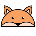 animal, binatang, fox, ikon, rounded, warna