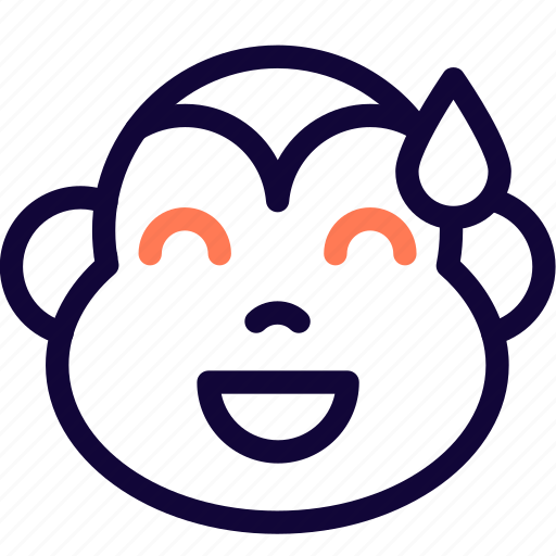 Monkey, grinning, sweating, animal, emoticon icon - Download on Iconfinder