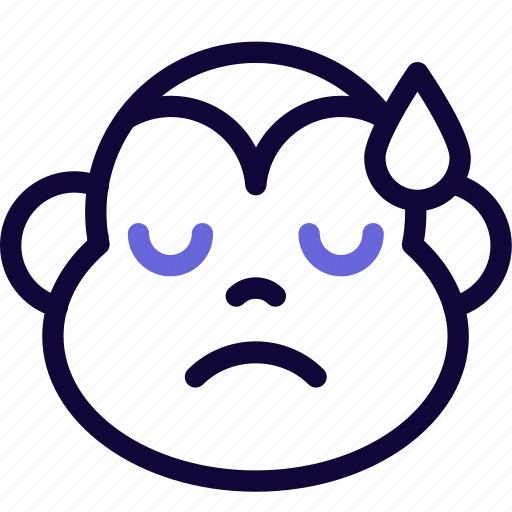 Monkey, sad, sweating, animal, emoticon icon - Download on Iconfinder