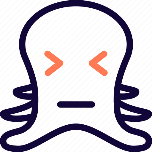 Octopus, squinting, animal, emoticon icon - Download on Iconfinder