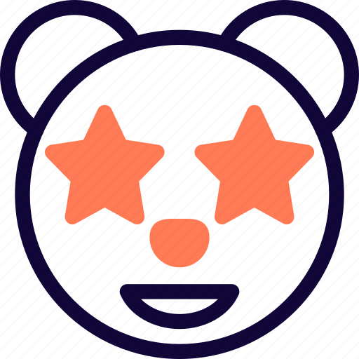 Panda, stars, excited, animal, emoticon icon - Download on Iconfinder