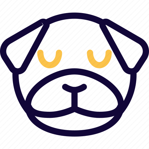 Pug, pensive, calm, animal, emoticon icon - Download on Iconfinder