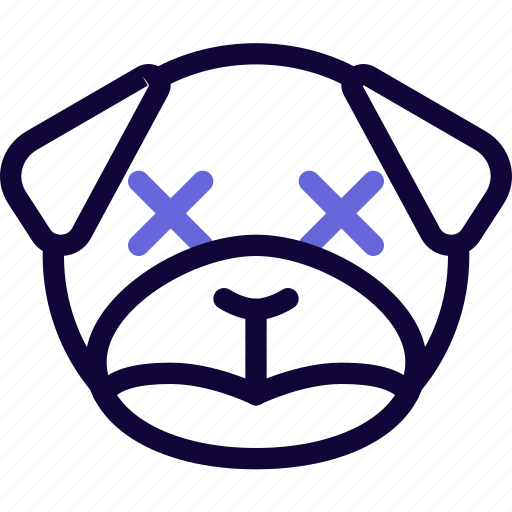 Pug, dead, animal, emoticon icon - Download on Iconfinder
