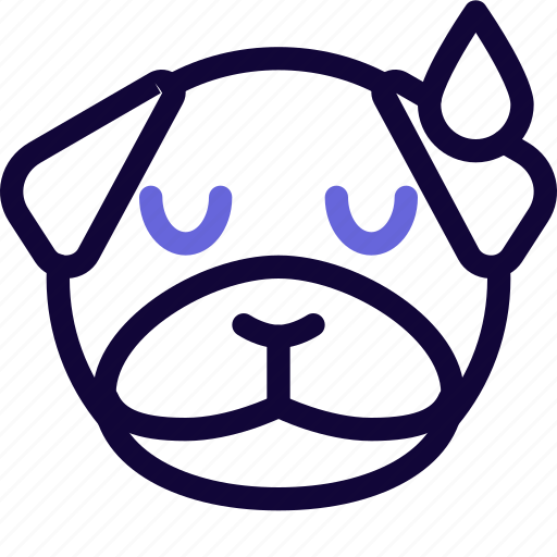 Pug, sad, sweat, animal, emoticon icon - Download on Iconfinder