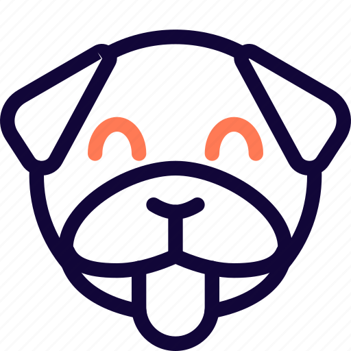 Pug, tongue, smiling, animal, emoticon icon - Download on Iconfinder