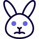 rabbit, frowning, animal, emoticon