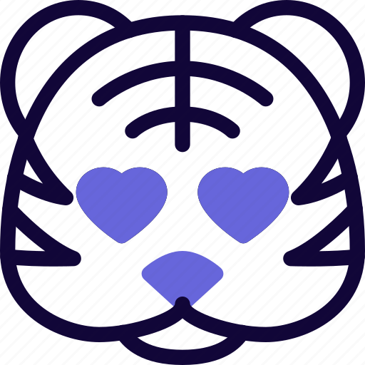 Tiger, hearts, animal, emoticon icon - Download on Iconfinder