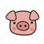 pink, animal, doodle, pig, pet, zoo, swine 