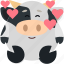 animal, cow, emoji, emoticon, emotion, in, love 
