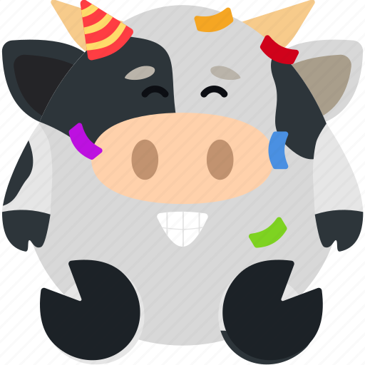 Animal, cow, emoji, emoticon, emotion, party icon - Download on Iconfinder