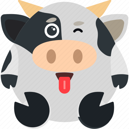 Animal, cow, emoji, emoticon, emotion, wink icon - Download on Iconfinder
