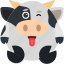 animal, cow, emoji, emoticon, emotion, wink 