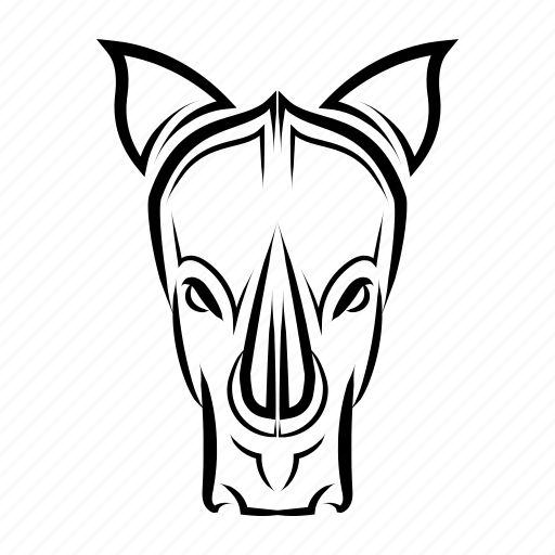 Rhino, horn, animal, head, face, line art, front view icon - Download on Iconfinder