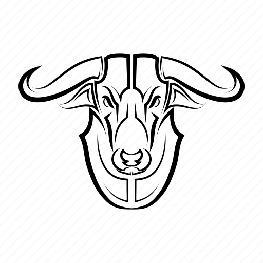 Bull, ox, animal, head, face, line art, front view icon - Download on Iconfinder