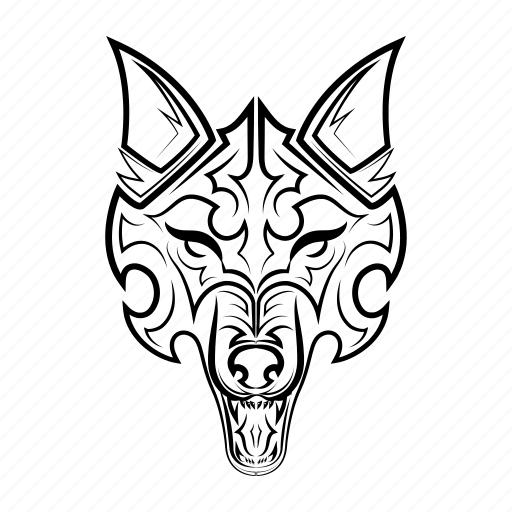 Wolf, fox, animal, head, face, line art, front view icon - Download on Iconfinder