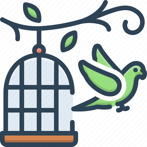 Birdcage, cage, freedom, liberty, parrot, parrot outside of cage, relinquish icon - Download on Iconfinder