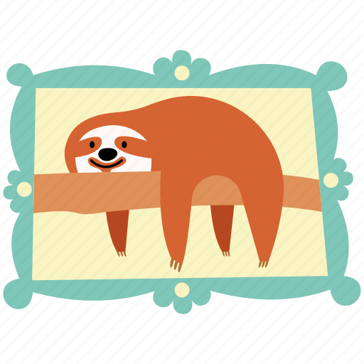 Sloth, frame, zoo, lazy, furniture, hanging frame, decoration icon - Download on Iconfinder