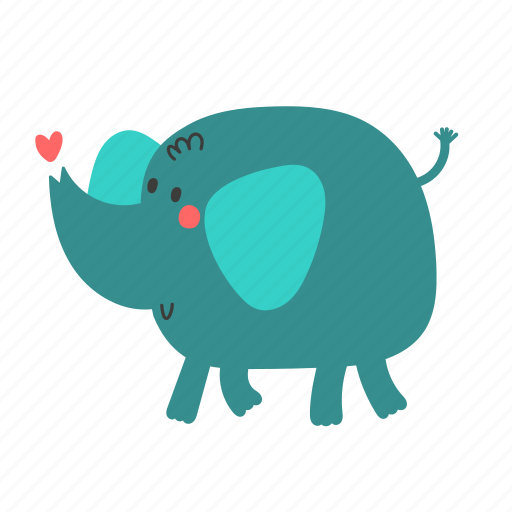 Elephant, cute, cartoon, character, heart, valentine icon - Download on Iconfinder