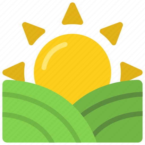 Sunrise, over, fields, rising, sunshine, field icon - Download on Iconfinder