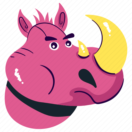 Rhino, rhinoceros, rhino face, animal, creature sticker - Download on Iconfinder