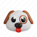 dog, 3d icon, 3d illustration, 3d render, cartoon, animal emoji, emoji, animoji 