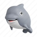 dolphin, 3d icon, 3d illustration, 3d render, cartoon, animal emoji, emoji, animoji 