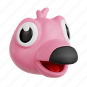 flamingo, 3d icon, 3d illustration, 3d render, cartoon, animal emoji, emoji, animoji 