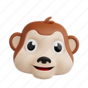 monkey, 3d icon, 3d illustration, 3d render, cartoon, animal emoji, emoji, animoji 