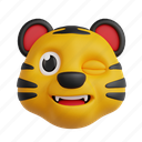tiger, 3d icon, 3d illustration, 3d render, cartoon, animal emoji, emoji, animoji 
