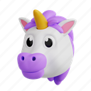 unicorn, 3d icon, 3d illustration, 3d render, cartoon, animal emoji, emoji, animoji 