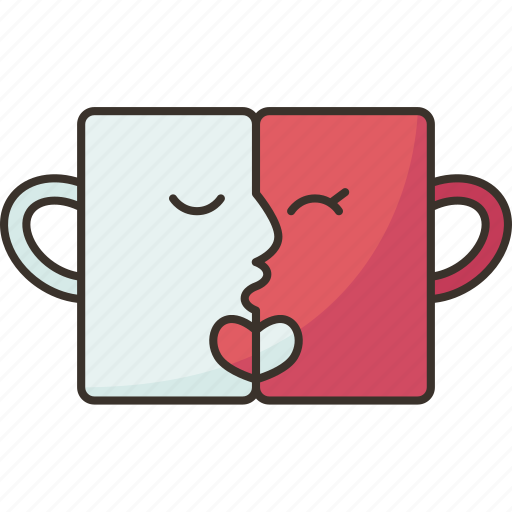 Mugs, kissing, romance, couple, cup icon - Download on Iconfinder