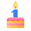 cake, anniversary, birthday, candle, 1 year 