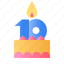 cake, anniversary, birthday, candle, 10 years