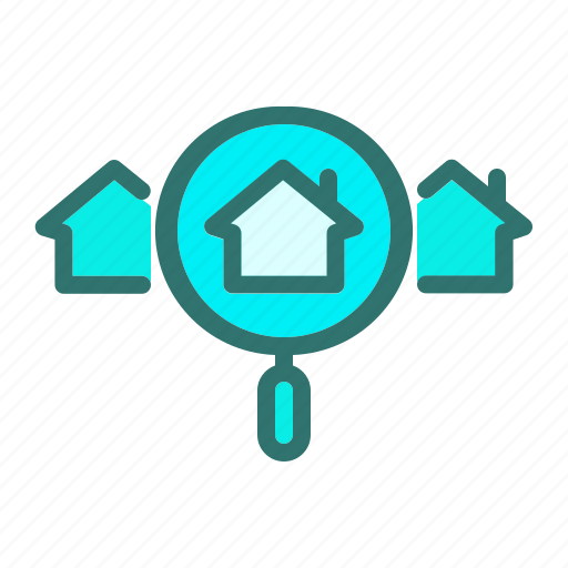 Esate, house, location, magnifier, property, real, search icon - Download on Iconfinder