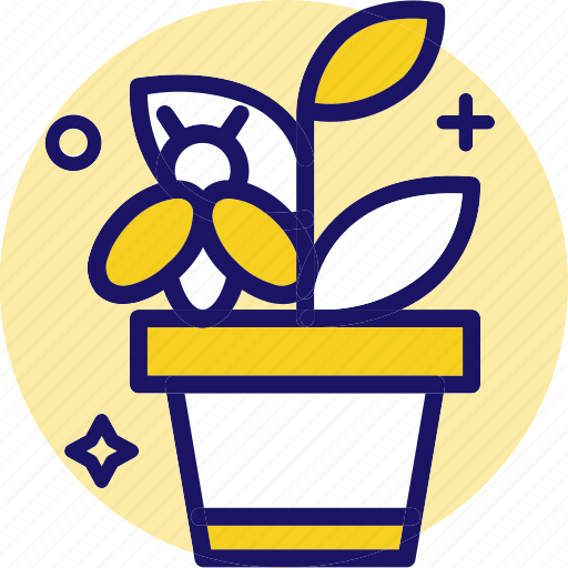 Bee, plant, pot, flower, leaves icon - Download on Iconfinder