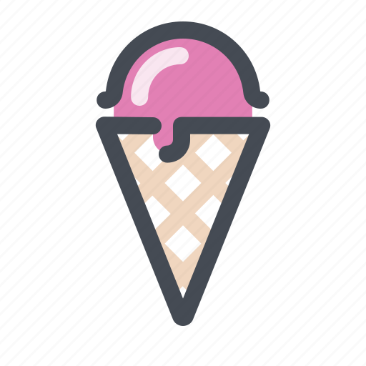 Waffle cone, cone, dessert, ice cream, strawberry, sweet icon - Download on Iconfinder