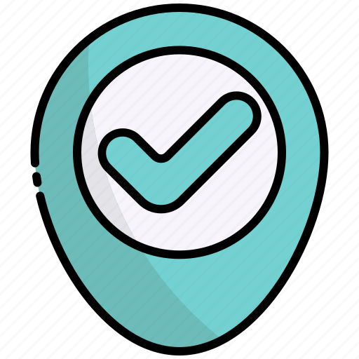 Placeholder, pin, location, approved, done, check, accept icon - Download on Iconfinder