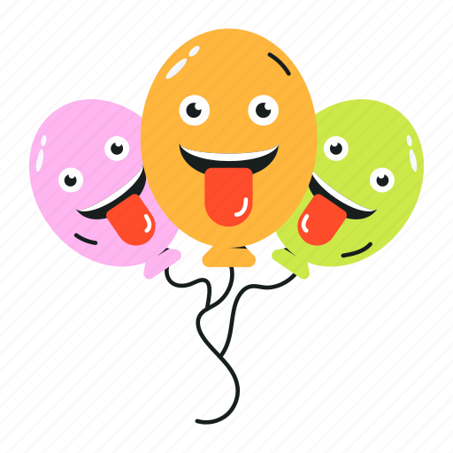 Funny balloons, emoji balloons, flying balloons, balloons bunch, balloons prank icon - Download on Iconfinder