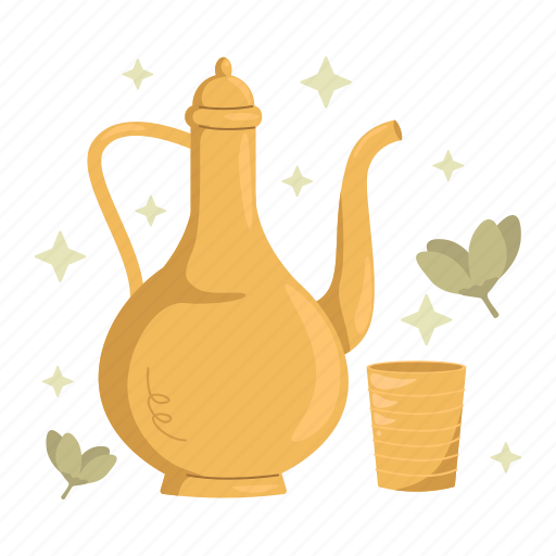 Arabic, culture, islam, ramadan, tea pot, glass, tea illustration - Download on Iconfinder