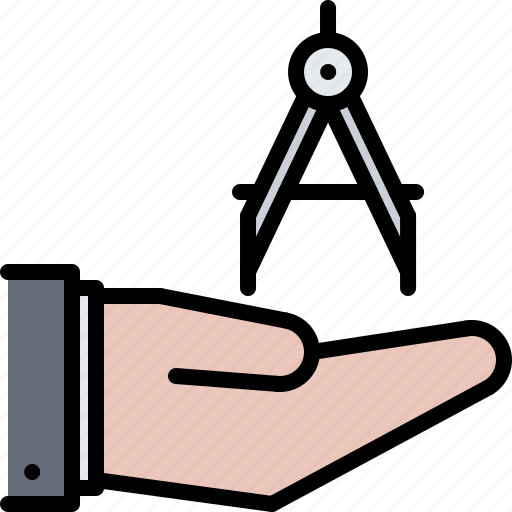 Hand, support, compass, architect, agency icon - Download on Iconfinder