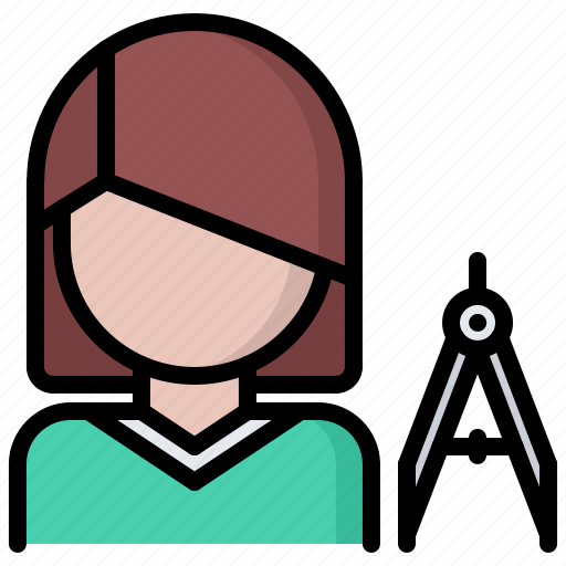 Woman, compass, architect, agency icon - Download on Iconfinder